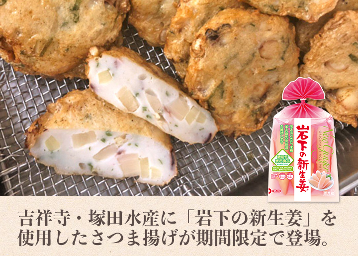 吉祥寺 塚田水産に 岩下の新生姜 を使用したさつま揚げが期間限定で登場 岩下の新生姜といか揚 継続販売中 9月11日現在 岩下食品株式会社