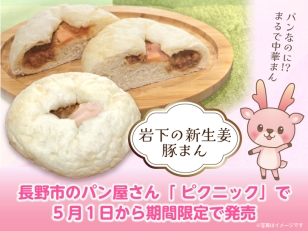 画像：長野市のパン屋さん「ピクニック」で『岩下の新生姜豚まん』を5月1日から期間限定で発売