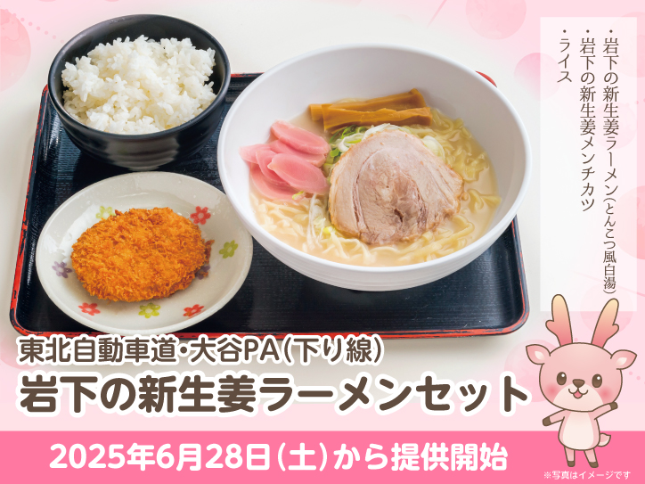 販売終了※東北道・大谷PA下り線で「岩下の新生姜ラーメンセット」を6月