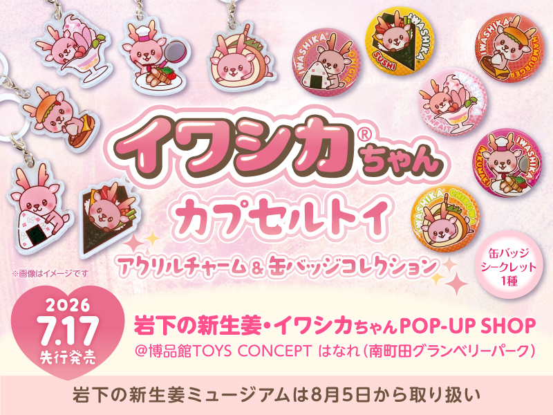 イソメン倶楽部 PINK様 缶バッジ 新商品】イワシカちゃんのアクリルチャームと缶バッジがカプセルトイで